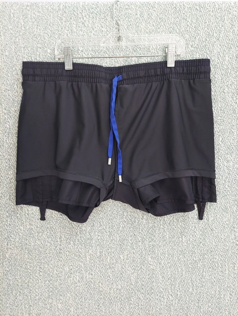 ​L-RL Ralph Lauren Ruched Athletic Shorts Compression Liner Black Large